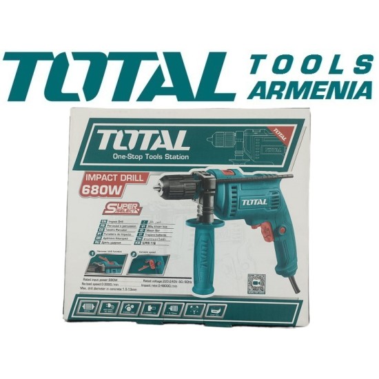 Electric Impact Drill / Key less chuck /  680 W / 0–3000 rpm / 13 mm / 48000 bpm