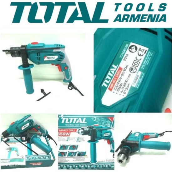 Electric Impact Drill / 650 W / 0–3000 rpm / 13 mm / 48000 bpm Electric Impact Drill / 650 W / 0–3000 rpm / 13 mm / 48000 bpm