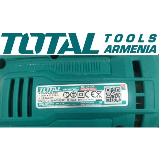 Electric Impact Drill / 710 W / 0–3000 rpm / 13 mm / 48000 bpm Electric Impact Drill / 710 W / 0–3000 rpm / 13 mm / 48000 bpm