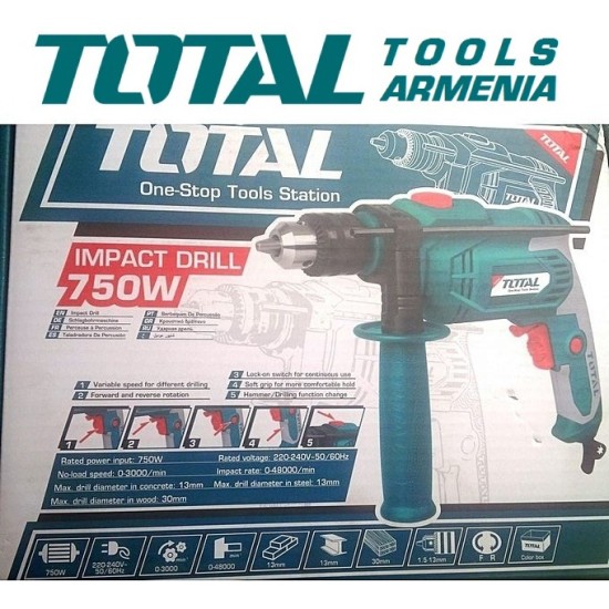 Electric Impact Drill / 750 W / 0–3000 rpm / 13 mm / 48000 bpm Electric Impact Drill / 750 W / 0–3000 rpm / 13 mm / 48000 bpm
