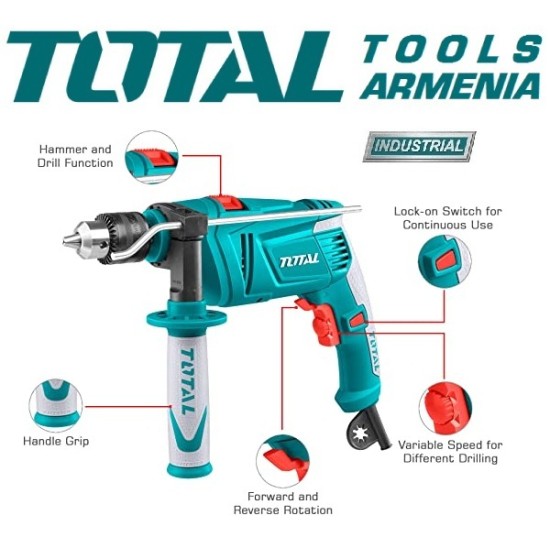 Electric Impact Drill/850 W/0–2700 rpm/13 mm/43200 bpm/INDUSTRIAL Electric Impact Drill/850 W/0–2700 rpm/13 mm/43200 bpm/INDUSTRIAL