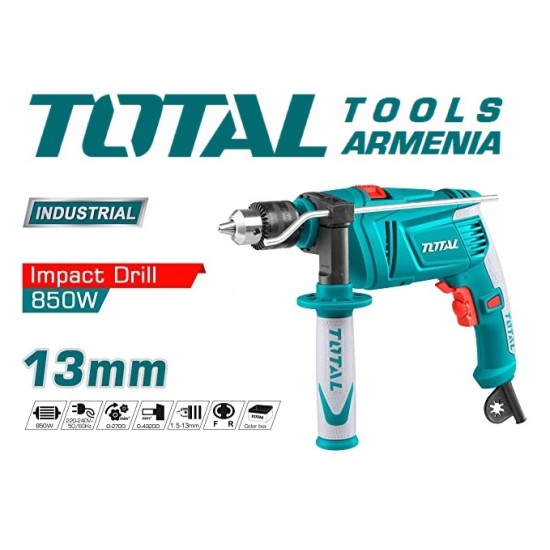 Electric Impact Drill/850 W/0–2700 rpm/13 mm/43200 bpm/INDUSTRIAL Electric Impact Drill/850 W/0–2700 rpm/13 mm/43200 bpm/INDUSTRIAL