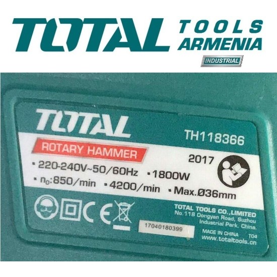 Electric Rotary Hammer/SDS Plus/1800 W/7 J/Metal cover /INDUSTRIAL Electric Rotary Hammer/SDS Plus/1800 W/7 J/Metal cover /INDUSTRIAL