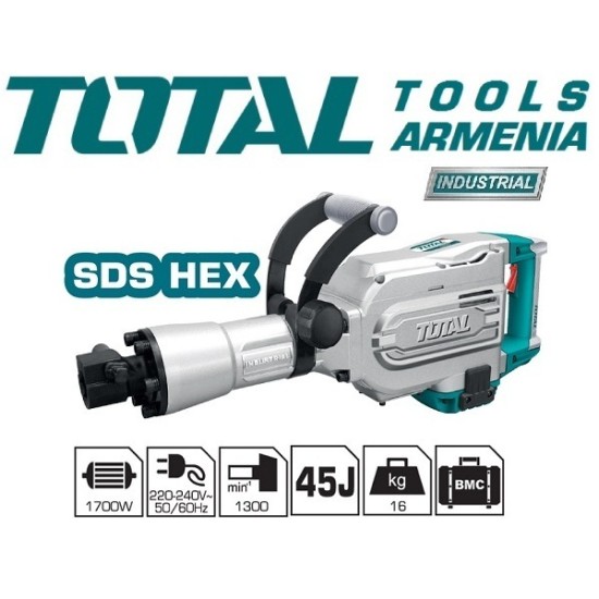 Electric Demolition Breaker/SDS HEX/1700 W/45 J/INDUSTRIAL Electric Demolition Breaker/SDS HEX/1700 W/45 J/INDUSTRIAL