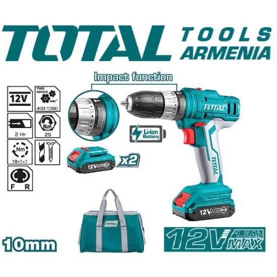 Cordless Impact Drill- Screwdriver 12V/1,5A/ 25 Nm +1 battery Cordless Impact Drill- Screwdriver 12V/1,5A/ 25 Nm +1 battery