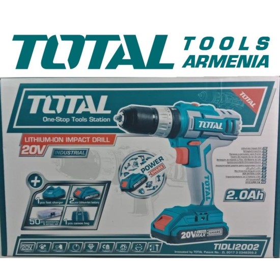 Cordless Impact Drill- Screwdriver / 20V / 2A / 45Nm /+1 Battery / INDUSTRIAL Cordless Impact Drill- Screwdriver / 20V / 2A / 45Nm /+1 Battery / INDUSTRIAL