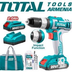 Cordless Impact Drill- Screwdriver / 20V / 2A / 45Nm /+1 Battery 