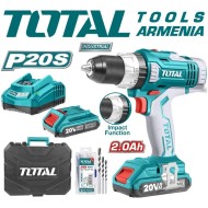Cordless Impact Drill- Screwdriver / 20V / 2A / 55Nm /+1 Battery / INDUSTRIAL
