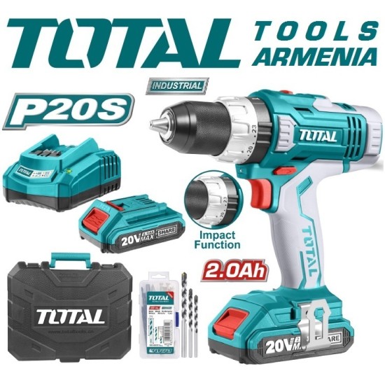 Cordless Impact Drill- Screwdriver / 20V / 2A / 55Nm /+1 Battery / INDUSTRIAL Cordless Impact Drill- Screwdriver / 20V / 2A / 55Nm /+1 Battery / INDUSTRIAL