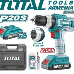 Cordless Impact Drill- Screwdriver / 20V / 2A / 55Nm /+1 Battery / INDUSTRIAL