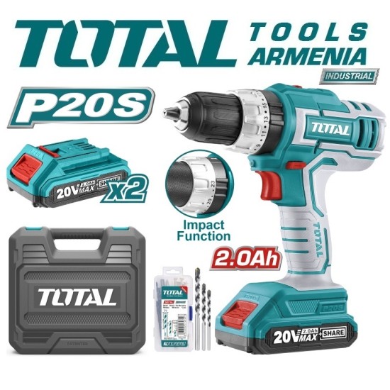 Cordless Impact Drill- Screwdriver / 20V / 2A / 55Nm /+1 Battery / INDUSTRIAL Cordless Impact Drill- Screwdriver / 20V / 2A / 55Nm /+1 Battery / INDUSTRIAL
