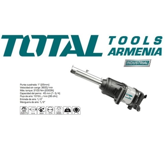 Pneumatic impact wrench 3100 Nm/6.2 atm-25 mm (1 in.) Pneumatic impact wrench 3100 Nm/6.2 atm-25 mm (1 in.)