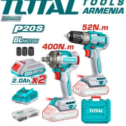 Combo set impact wrench and drill with battery