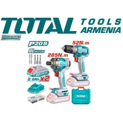Combo set impact wrench and drill with battery