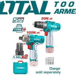 Combo set of impact drill and screwdriver with battery