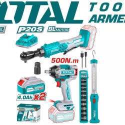 Combo set Li-ion impact wrench, drive ratchet, work light