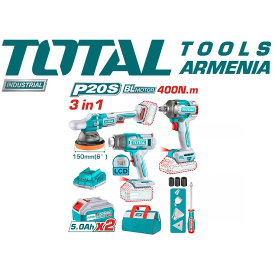 Combo set cordless wrench, polisher, technical hair Combo set cordless wrench, polisher, technical hair