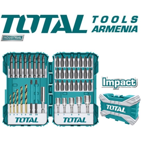 Impact screwdriver and HSS drill bits set 45 pcs