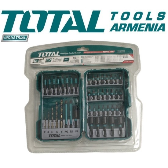 Impact screwdriver and HSS drill bits set 45 pcs