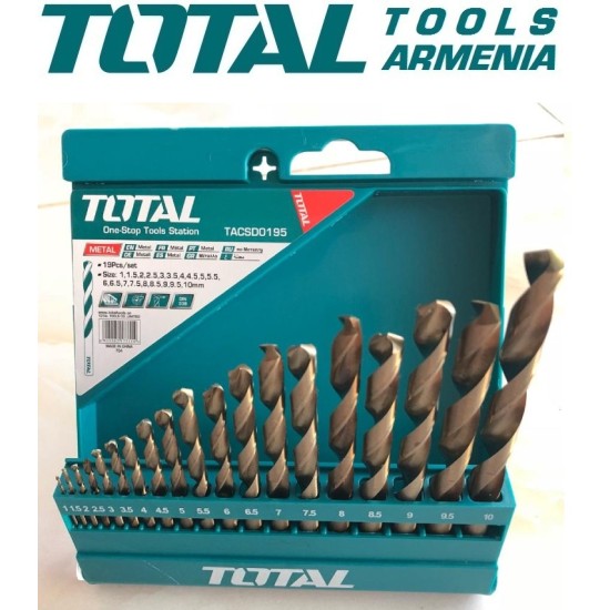 HSS twist drill bit set 19pcs