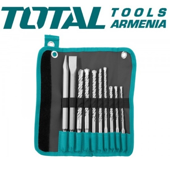 Set of hammer drill bits and chisels 10pcs