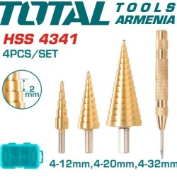 Step drill bit set 4 pcs