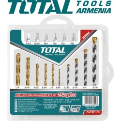Set of drill bits for metal and concrete with screwdriver bits 16pcs