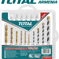 Set of drill bits for metal and concrete with screwdriver bits 16pcs