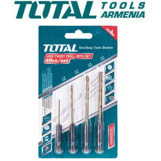 HSS twist drill bits set 4 pcs HSS twist drill bits set 4 pcs