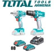 Combined drill and screwdriver set with 20 V battery