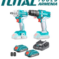 Combined drill and screwdriver set with 20 V battery