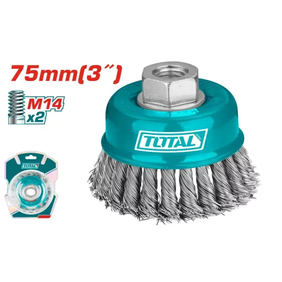 Wire brush with braided cup 75mm Wire brush with braided cup 75mm