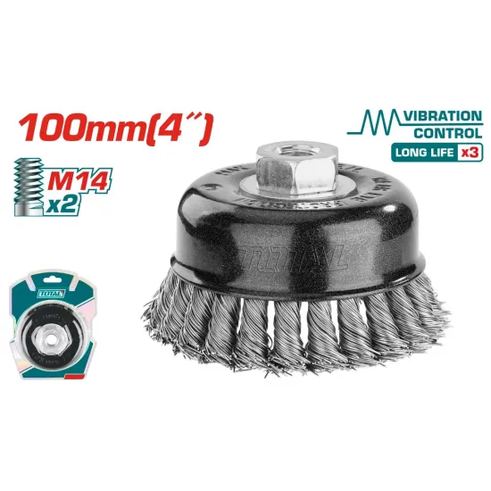 Wire brush with braided cup 100mm Wire brush with braided cup 100mm