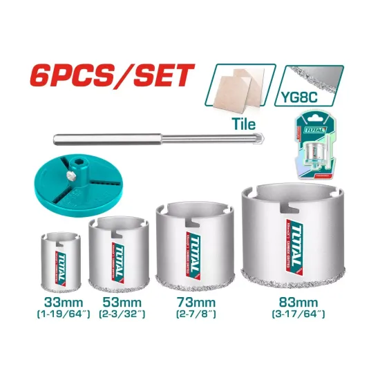 Carbide gritted hole saw set 6pcs Carbide gritted hole saw set 6pcs
