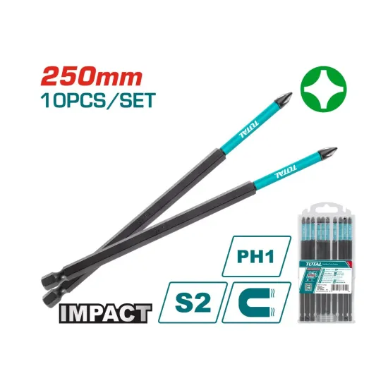 PH1 impact screwdriver 250mm bits set 10pcs PH1 impact screwdriver 250mm bits set 10pcs