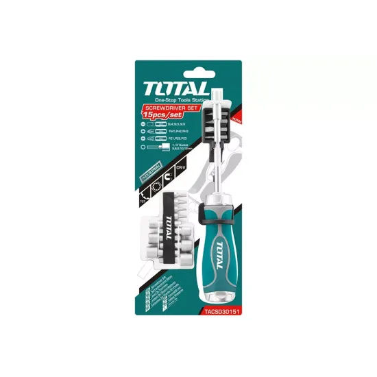 Reversible screwdriver with attachments 15 pcs. Reversible screwdriver with attachments 15 pcs.