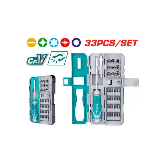 Reversible screwdriver with attachments 33pcs. Reversible screwdriver with attachments 33pcs.