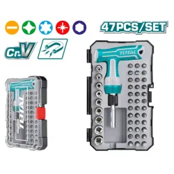 T-shaped reversible screwdriver with 47pcs