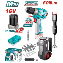 Combo set of cordless screwdriver, mixer, blender, battery and charger