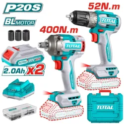 Combo set impact wrench and drill with battery