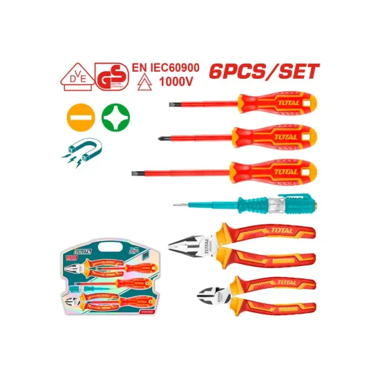 A set of dielectric tools up to 1000V 6pcs. A set of dielectric tools up to 1000V 6pcs.