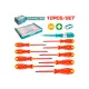 A set of dielectric screwdrivers up to 1000V 10pcs. A set of dielectric screwdrivers up to 1000V 10pcs.
