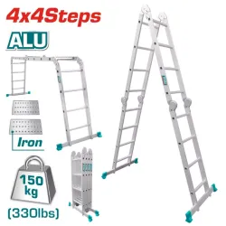 Multi-purpose aluminum ladder 4 x 4 steps