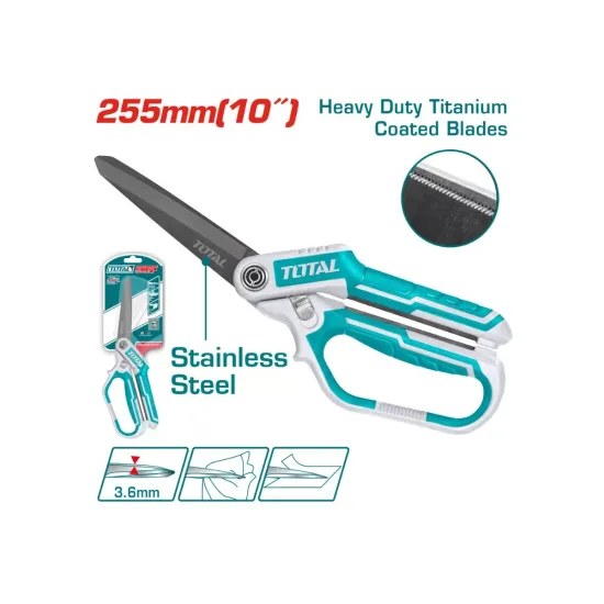 Rubber grip long-blade heavy duty scissors 255mm Rubber grip long-blade heavy duty scissors 255mm