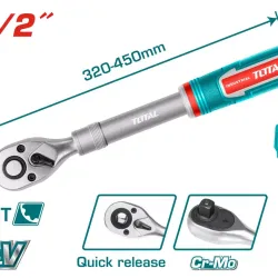Extendable ratchet wrench 1/2" - 320-450mm