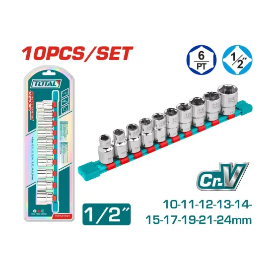 Socket set, 1/2, sockets 10 - 24 mm Socket set, 1/2, sockets 10 - 24 mm