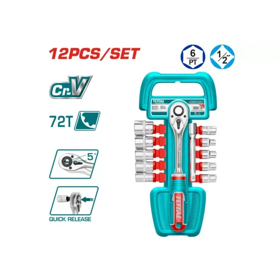 Socket set, 1/2, sockets 10 - 24 mm, with ratchet wrench Socket set, 1/2, sockets 10 - 24 mm, with ratchet wrench
