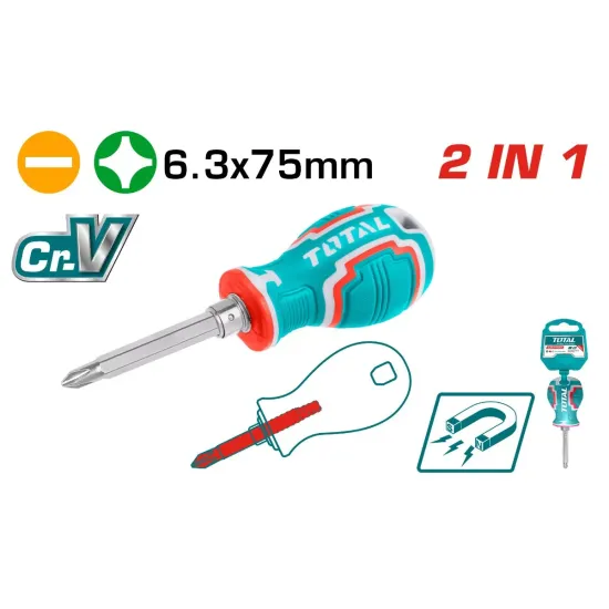 Screwdriver Twin Head PH2+SL6/75mm Screwdriver Twin Head PH2+SL6/75mm