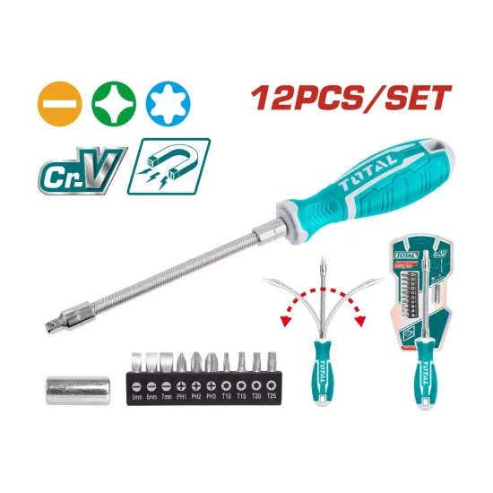 Screwdriver set with flexible shank 12 piece Screwdriver set with flexible shank 12 piece