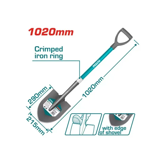 Steel shovel with fiberglass handle 1020mm Steel shovel with fiberglass handle 1020mm
